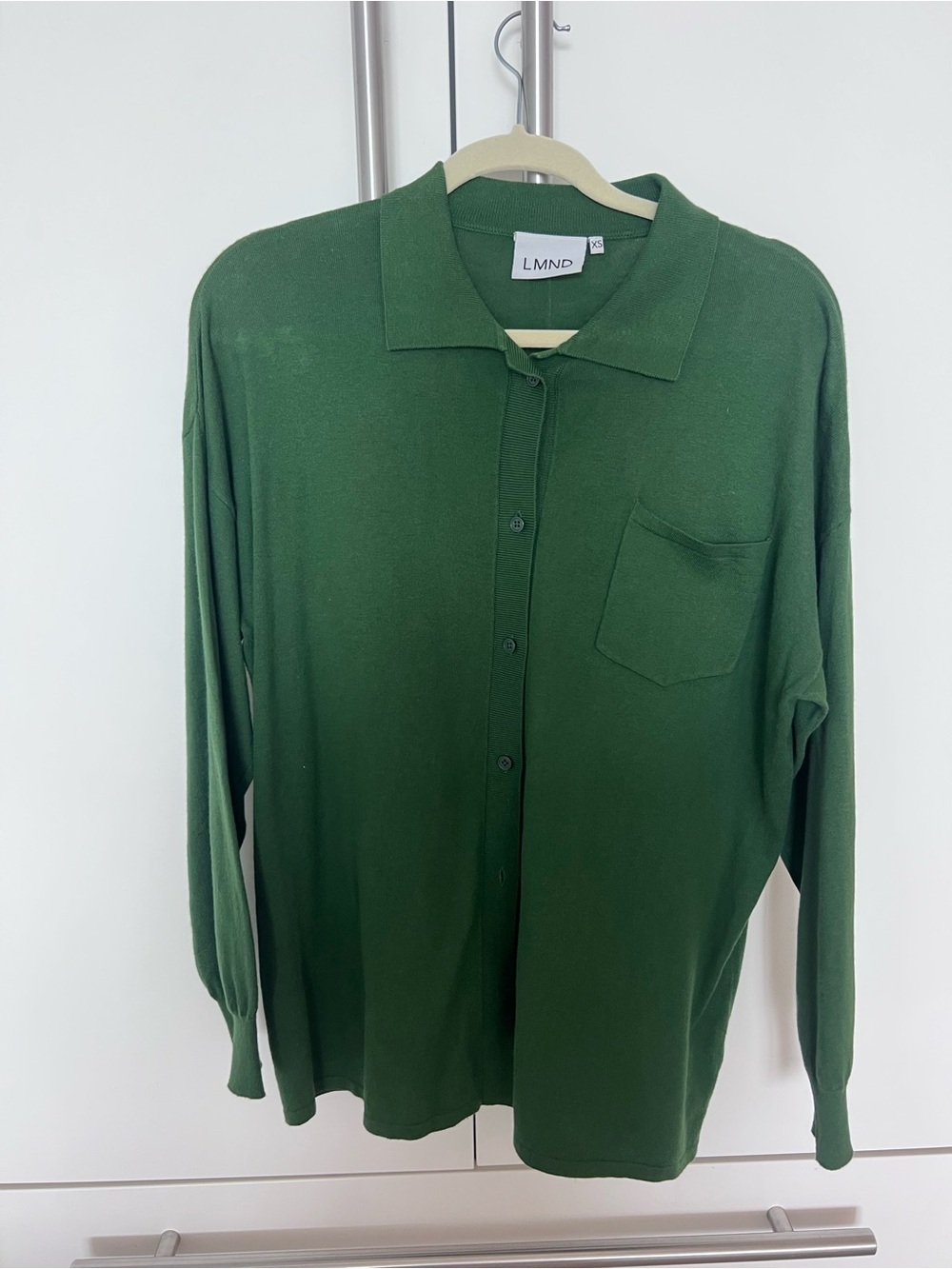 Women's Forest Green Button-Down Knit Shirt